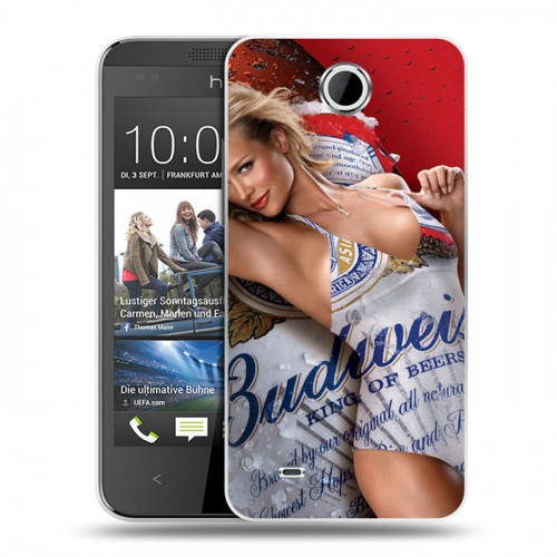 Дизайнерский пластиковый чехол для HTC Desire 300 Budweiser