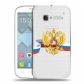 Полупрозрачный дизайнерский пластиковый чехол для Alcatel One Touch Pop C5 Российский флаг