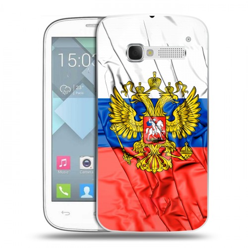 Дизайнерский пластиковый чехол для Alcatel One Touch Pop C5 Российский флаг