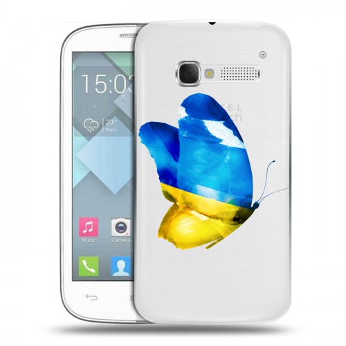 Полупрозрачный дизайнерский пластиковый чехол для Alcatel One Touch Pop C5 Флаг Украины