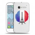 Полупрозрачный дизайнерский пластиковый чехол для Alcatel One Touch Pop C5 Флаг Франции