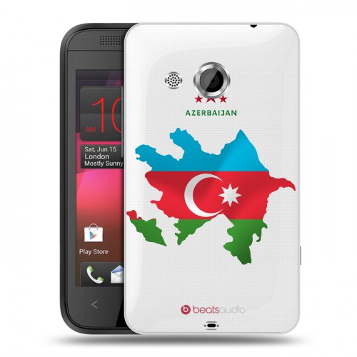 Полупрозрачный дизайнерский пластиковый чехол для HTC Desire 200 Флаг Азербайджана