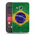 Дизайнерский пластиковый чехол для HTC Desire 200 Флаг Бразилии