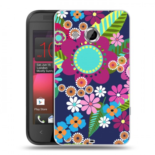 Дизайнерский пластиковый чехол для HTC Desire 200 Цветочные паттерны