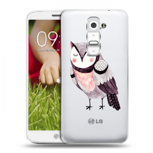 Полупрозрачный дизайнерский пластиковый чехол для LG Optimus G2 mini Прозрачные совы