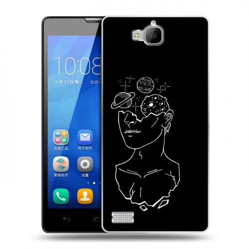 Дизайнерский пластиковый чехол для Huawei Honor 3c Минимализм на черном