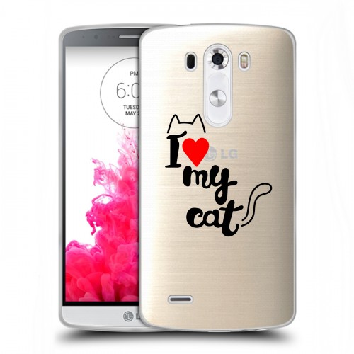Полупрозрачный дизайнерский силиконовый чехол для LG G3 (Dual-LTE) Прозрачные кошки