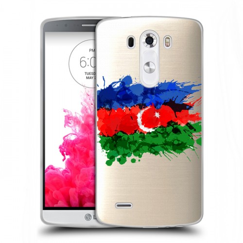 Полупрозрачный дизайнерский пластиковый чехол для LG G3 (Dual-LTE) Флаг Азербайджана