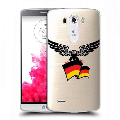 Полупрозрачный дизайнерский пластиковый чехол для LG G3 (Dual-LTE) Флаг Германии