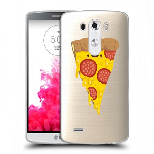 Полупрозрачный дизайнерский силиконовый чехол для LG G3 (Dual-LTE) Прозрачная Пицца