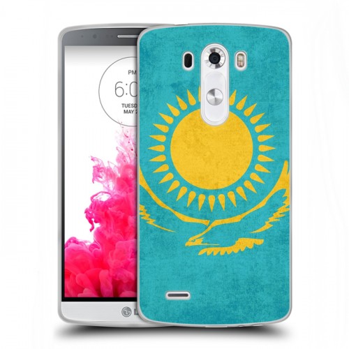 Дизайнерский пластиковый чехол для LG G3 (Dual-LTE) Флаг Казахстана