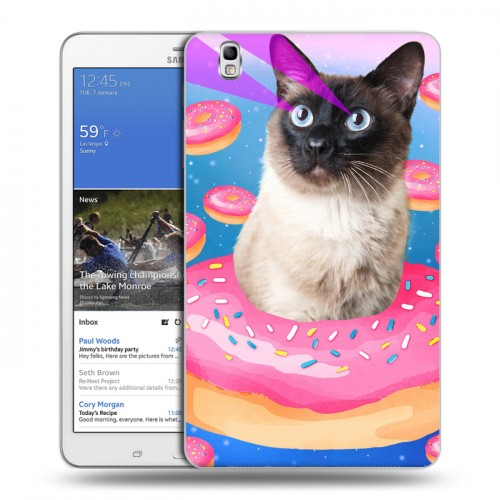Дизайнерский силиконовый чехол для Samsung Galaxy Tab Pro 8.4 Космик кошки