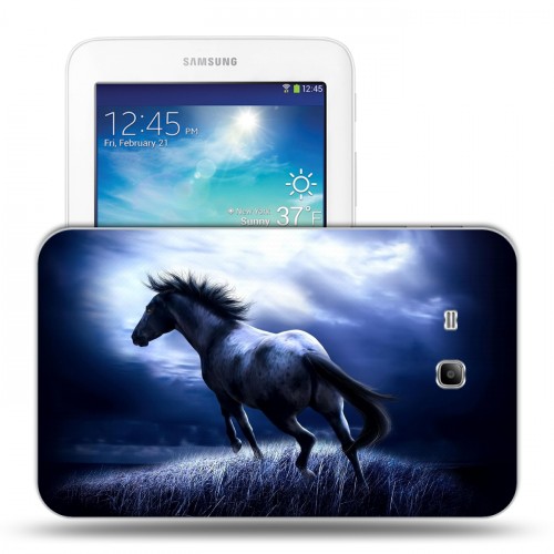 Дизайнерский силиконовый чехол для Samsung Galaxy Tab 3 Lite Лошади