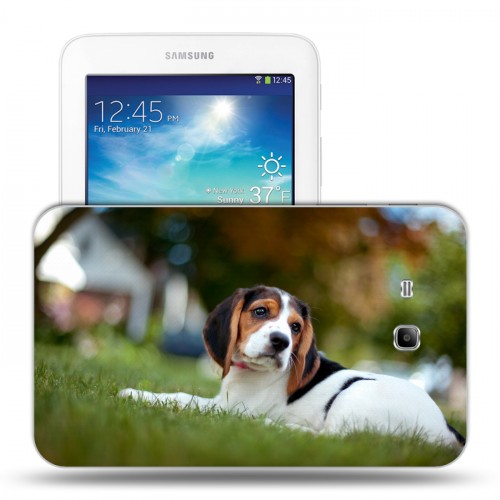 Дизайнерский силиконовый чехол для Samsung Galaxy Tab 3 Lite Щенки
