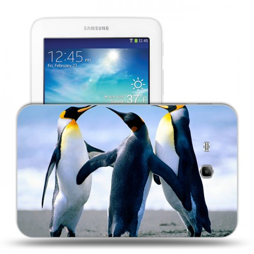 Дизайнерский силиконовый чехол для Samsung Galaxy Tab 3 Lite Пингвины