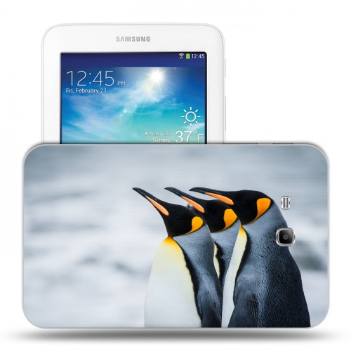 Дизайнерский силиконовый чехол для Samsung Galaxy Tab 3 Lite Пингвины