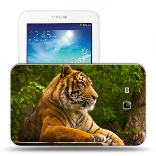 Дизайнерский силиконовый чехол для Samsung Galaxy Tab 3 Lite Тигры