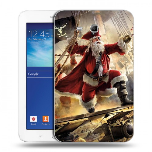 Дизайнерский силиконовый чехол для Samsung Galaxy Tab 3 Lite Дед мороз и Санта