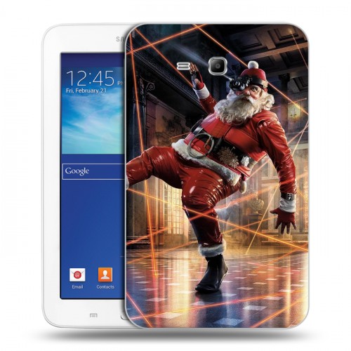 Дизайнерский силиконовый чехол для Samsung Galaxy Tab 3 Lite Дед мороз и Санта