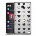 Полупрозрачный дизайнерский пластиковый чехол для Nokia X Стильные сердца