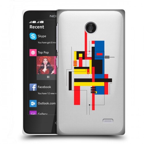 Полупрозрачный дизайнерский пластиковый чехол для Nokia X Абстракции 3