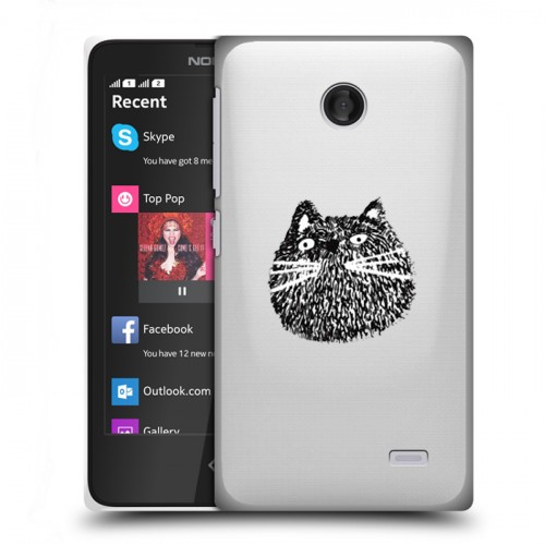 Полупрозрачный дизайнерский пластиковый чехол для Nokia X Прозрачные кошки