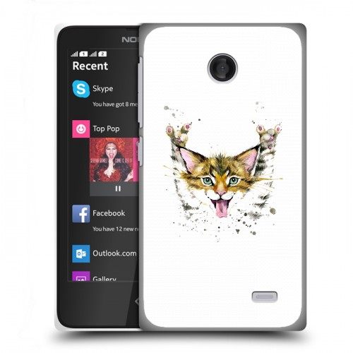 Полупрозрачный дизайнерский пластиковый чехол для Nokia X Прозрачные кошки