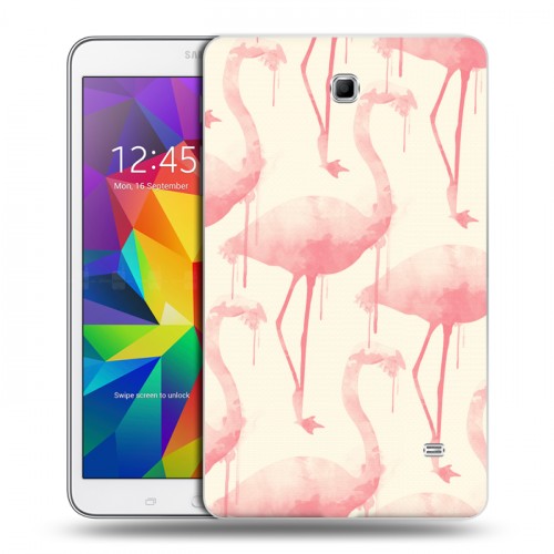 Дизайнерский силиконовый чехол для Samsung GALAXY Tab 4 8.0 Розовые фламинго