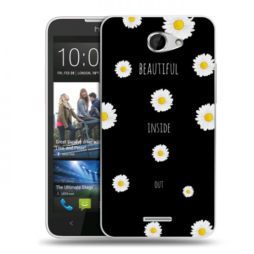 Дизайнерский пластиковый чехол для HTC Desire 516 Ромашковый мир