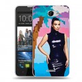 Дизайнерский пластиковый чехол для HTC Desire 516 Ким Кардашьян