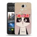Дизайнерский пластиковый чехол для HTC Desire 516 Животные с цветами