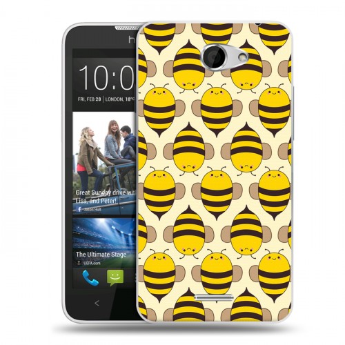 Дизайнерский пластиковый чехол для HTC Desire 516 Пчелиные узоры