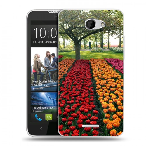 Дизайнерский пластиковый чехол для HTC Desire 516 Тюльпаны