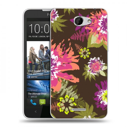 Дизайнерский пластиковый чехол для HTC Desire 516 Цветочные паттерны