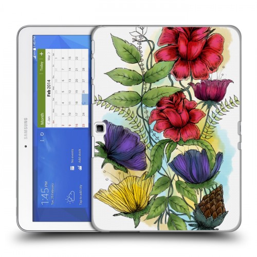Дизайнерский силиконовый чехол для Samsung Galaxy Tab 4 10.1 Цветочная акварель