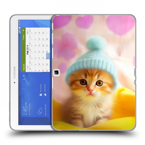 Дизайнерский силиконовый чехол для Samsung Galaxy Tab 4 10.1 Котенок в шапке
