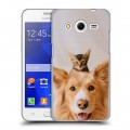 Дизайнерский пластиковый чехол для Samsung Galaxy Core 2 Собака и котенок
