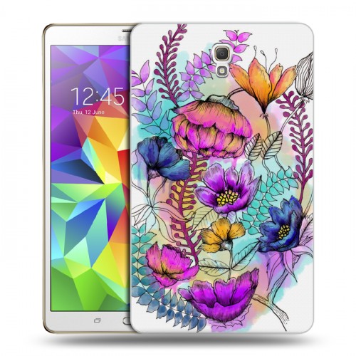 Дизайнерский силиконовый чехол для Samsung Galaxy Tab S 8.4 Цветочная акварель
