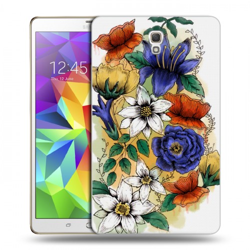 Дизайнерский силиконовый чехол для Samsung Galaxy Tab S 8.4 Цветочная акварель