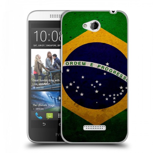 Дизайнерский пластиковый чехол для HTC Desire 616 Флаг Бразилии