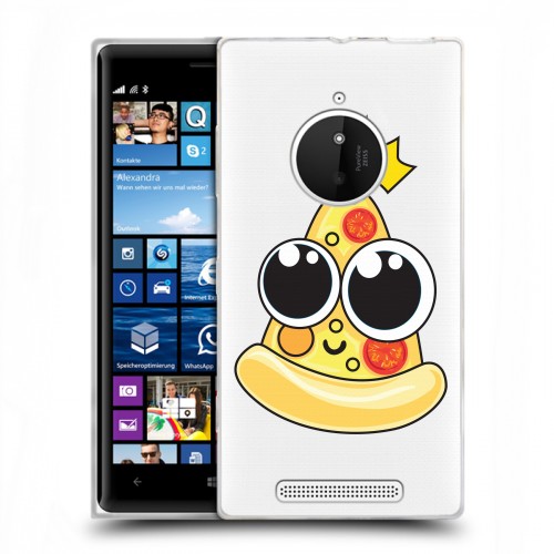 Полупрозрачный дизайнерский пластиковый чехол для Nokia Lumia 830 Прозрачная Пицца