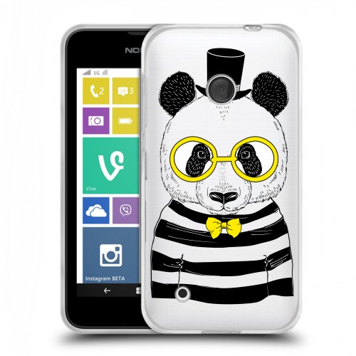 Полупрозрачный дизайнерский пластиковый чехол для Nokia Lumia 530 Прозрачные панды