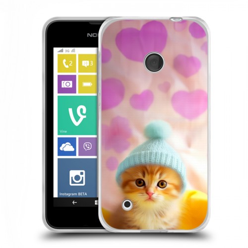 Дизайнерский пластиковый чехол для Nokia Lumia 530 Котенок в шапке