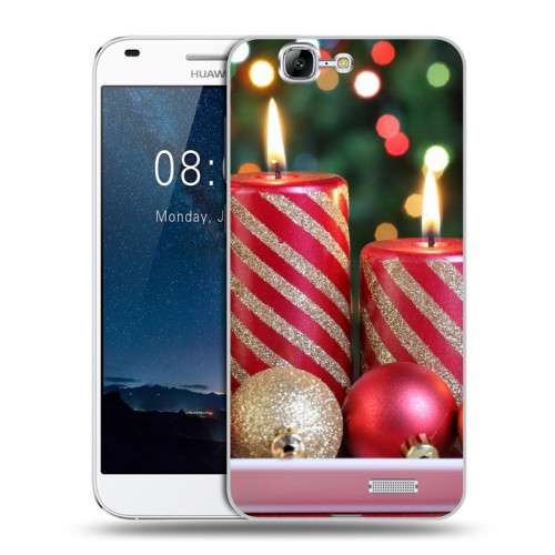 Дизайнерский пластиковый чехол для Huawei Ascend G7 Новогодние свечки