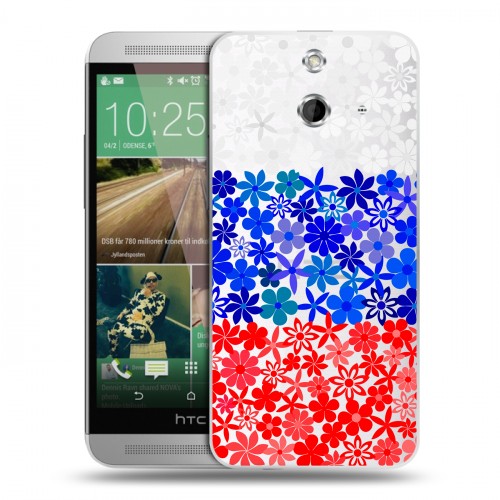 Полупрозрачный дизайнерский пластиковый чехол для HTC One E8 Российский флаг