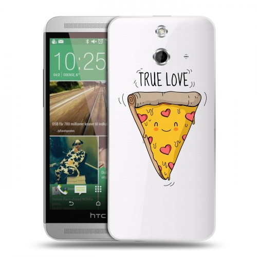 Полупрозрачный дизайнерский пластиковый чехол для HTC One E8 Прозрачная Пицца