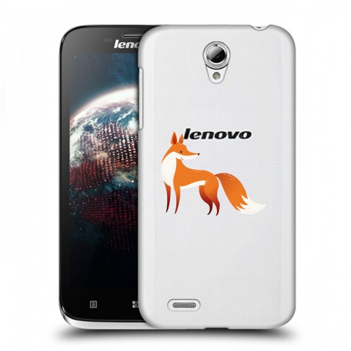 Полупрозрачный дизайнерский пластиковый чехол для Lenovo A859 Ideaphone Прозрачные лисы