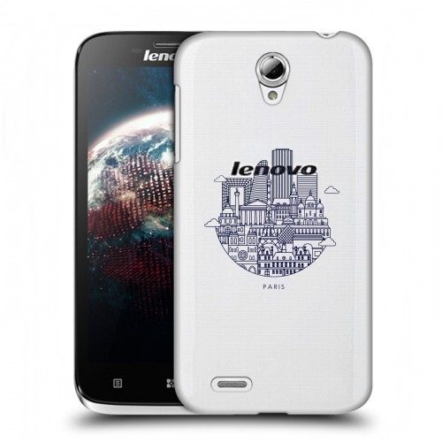 Полупрозрачный дизайнерский пластиковый чехол для Lenovo A859 Ideaphone Прозрачные париж