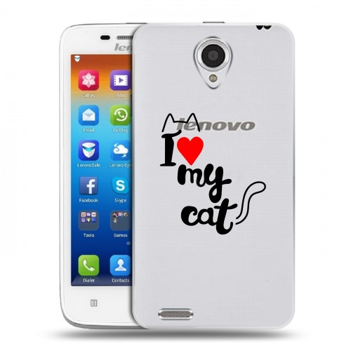 Полупрозрачный дизайнерский пластиковый чехол для Lenovo S650 Ideaphone Прозрачные кошки