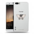 Полупрозрачный дизайнерский пластиковый чехол для Huawei Honor 6 Plus прозрачные Бабочки 